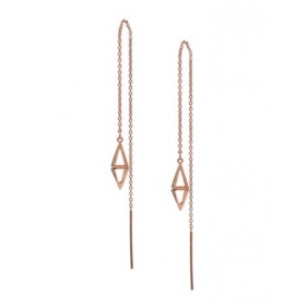 Threader Earrings - Double Pyramids -Rose Gold